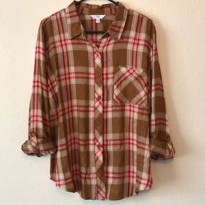 Plaid Button-down w/Adjustable Sleeves